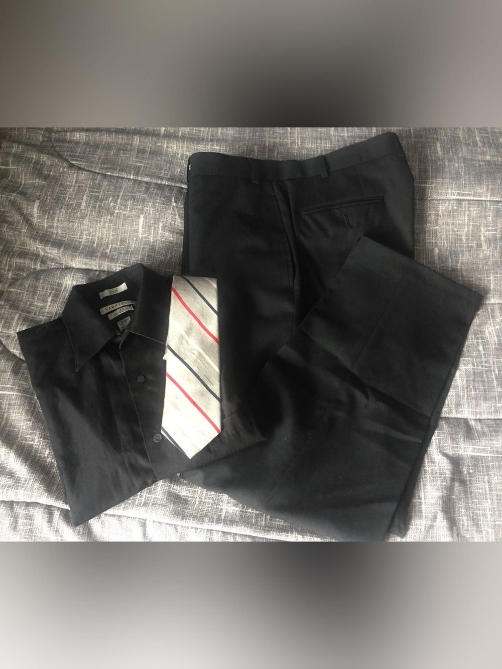 Men’s Chaps Black Dress Pants NWOT, dress shirt and tie